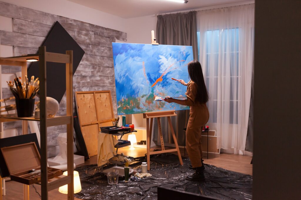 Abstract painter in art studio